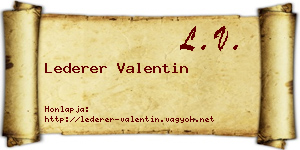 Lederer Valentin névjegykártya